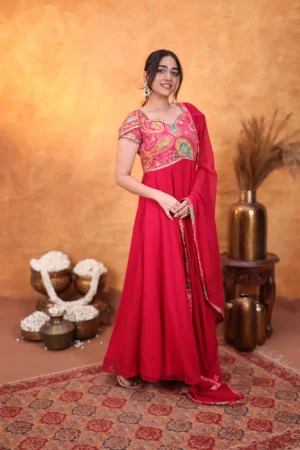 Rose Symphony Pink Paneled Anarkali
